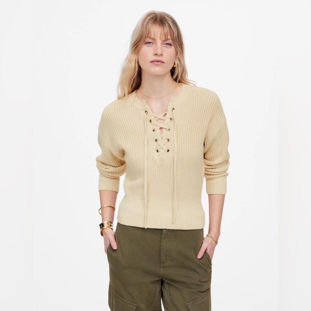 Madewell Ribbed Lace-Up Sweater